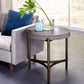 Lyon Round Natural Concrete and Metal Side Table