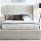 Hera Queen-Size Upholstered Skirted Storage Panel Bed in Oatmeal