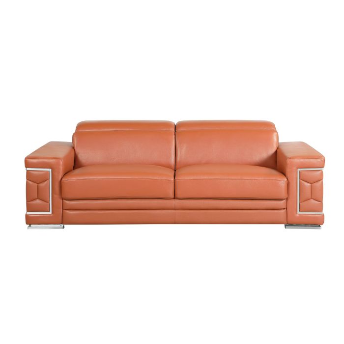 692 DivanItalia Camel Sofa with Adjustable Headrest in Top-Grain Italian Leather