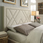 Vienne Full-size Nailhead Patterned Upholstered Headboard in Powder