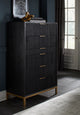 Kentfield Solid Wood Six Drawer Chest in Black Drifted Oak (2024)