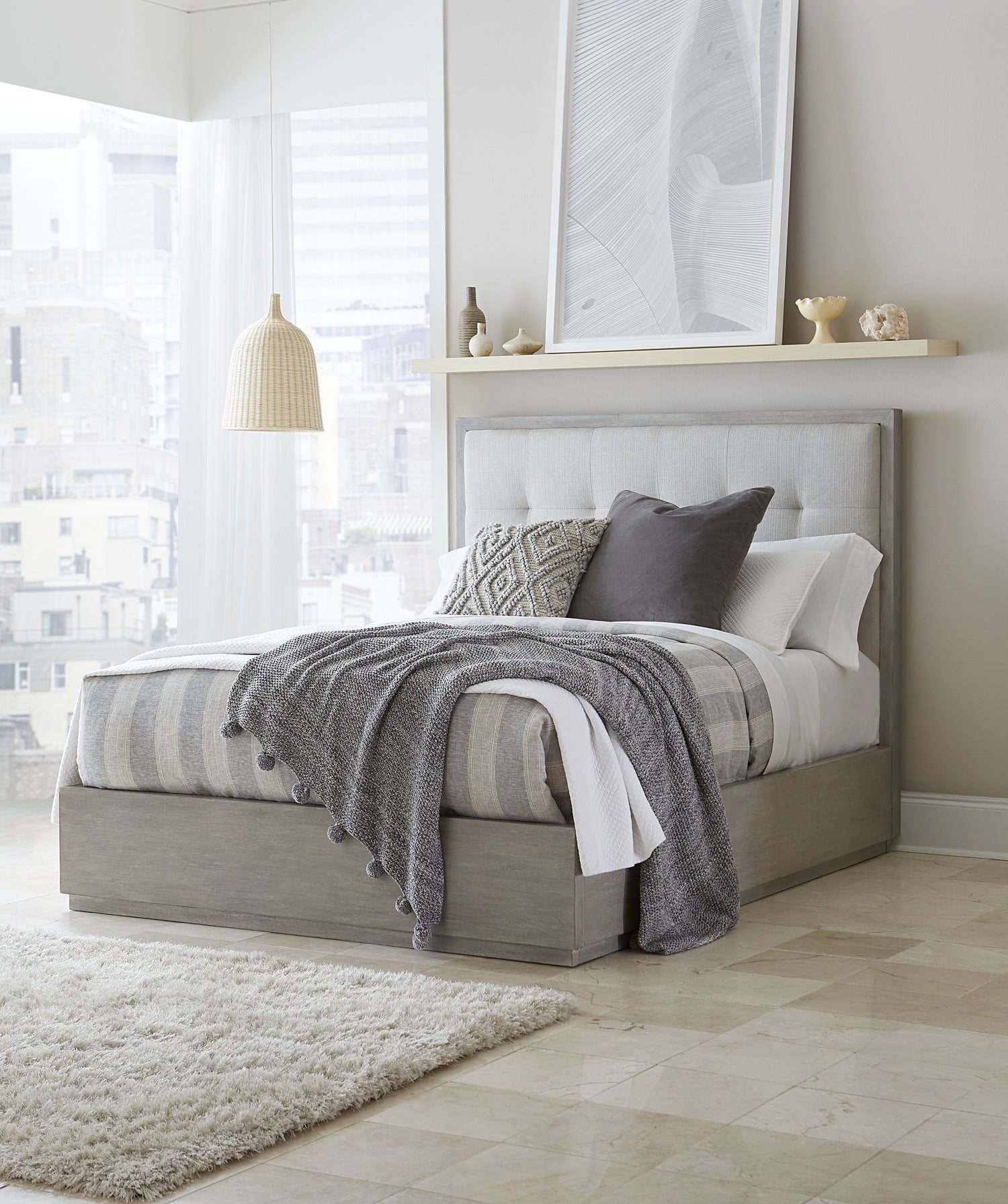 Oxford Platform Bed in Mineral