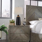 Herringbone Solid Wood Two Drawer Nightstand in Rustic Latte