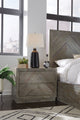 Herringbone Solid Wood Two Drawer Nightstand in Rustic Latte
