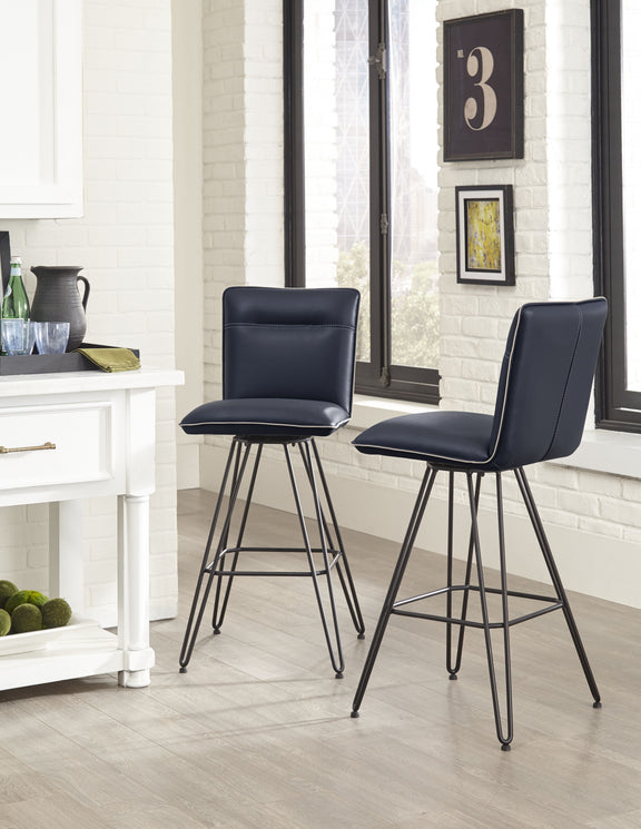 Demi Hairpin Leg Swivel Bar Stool in Cobalt