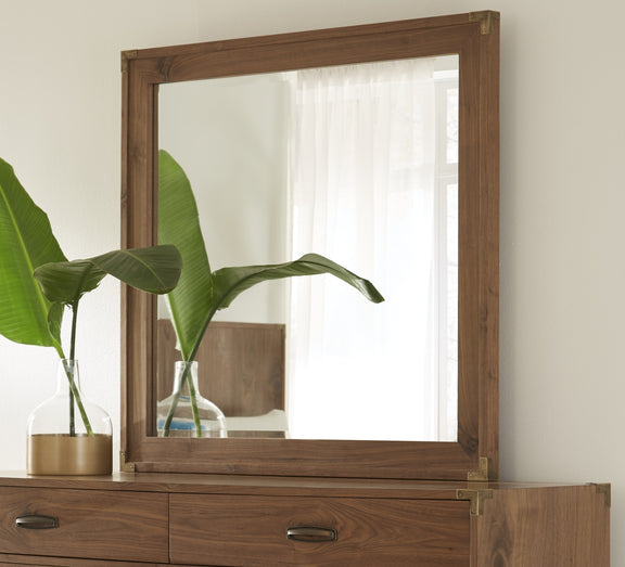 Adler Beveled Glass Mirror in Natural Walnut