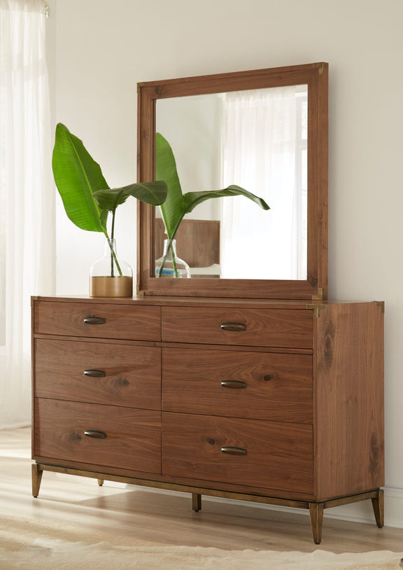 Adler Beveled Glass Mirror in Natural Walnut