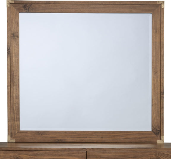 Adler Beveled Glass Mirror in Natural Walnut