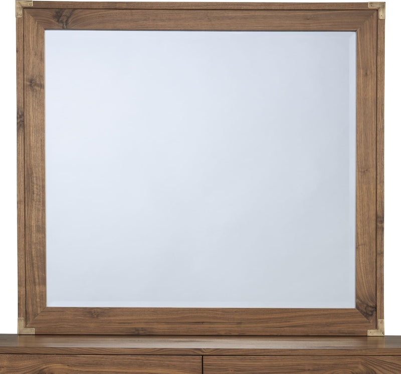 Adler Beveled Glass Mirror in Natural Walnut