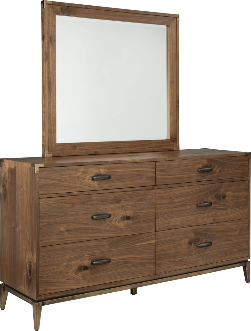 Adler Beveled Glass Mirror in Natural Walnut