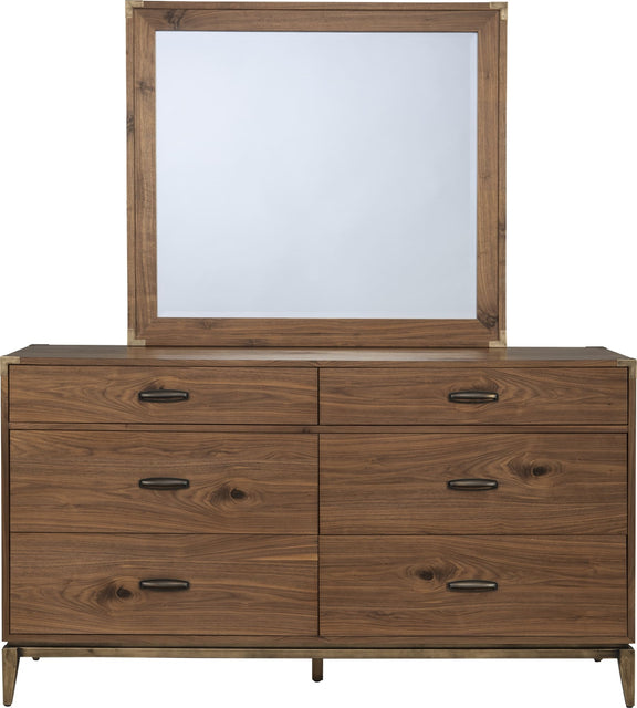 Adler Beveled Glass Mirror in Natural Walnut