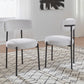 Aere Boucle Upholstered Metal Leg Dining Chair in Ivory and Black