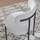 Aere Boucle Upholstered Metal Leg Dining Chair in Ivory and Black