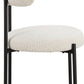 Aere Boucle Upholstered Metal Leg Dining Chair in Ivory and Black