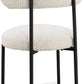 Aere Boucle Upholstered Metal Leg Dining Chair in Ivory and Black
