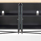 Aere Four Door Ribbed Glass, Metal and Wood Sideboard in Natural Ash and Black