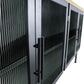 Aere Four Door Ribbed Glass, Metal and Wood Sideboard in Natural Ash and Black