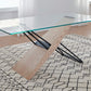 Aere Glass, Wood and Metal Rectangular Dining Table in Natural Ash and Black