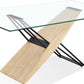 Aere Glass, Wood and Metal Rectangular Dining Table in Natural Ash and Black