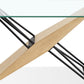 Aere Glass, Wood and Metal Rectangular Dining Table in Natural Ash and Black
