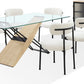 Aere Glass, Wood and Metal Rectangular Dining Table in Natural Ash and Black