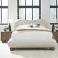 Afra Queen-size Chenille Upholstered Wood Leg Platform Bed in Chinchilla