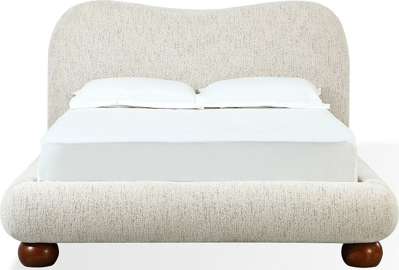 Afra California King-size Chenille Upholstered Wood Leg Platform Bed in Chinchilla