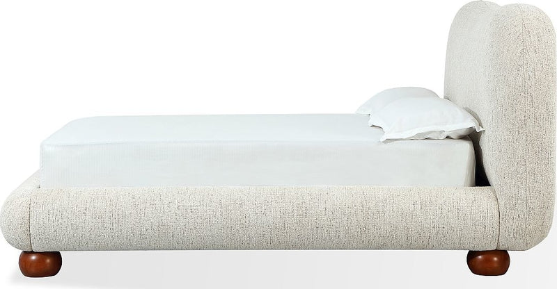 Afra Queen-size Chenille Upholstered Wood Leg Platform Bed in Chinchilla