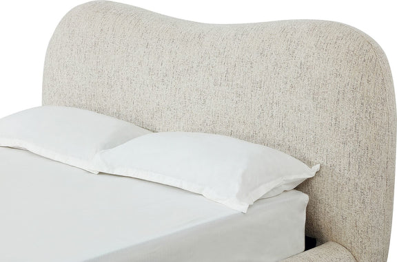Afra Queen-size Chenille Upholstered Wood Leg Platform Bed in Chinchilla