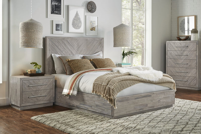 Alexandra Queen-Size Solid Wood Storage Bed in Rustic Latte