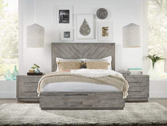 Alexandra Queen-Size Solid Wood Storage Bed in Rustic Latte