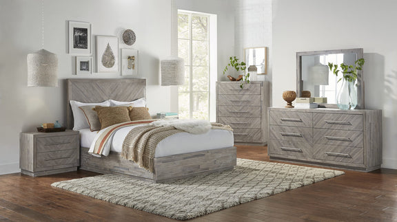 Alexandra Queen-Size Solid Wood Storage Bed in Rustic Latte