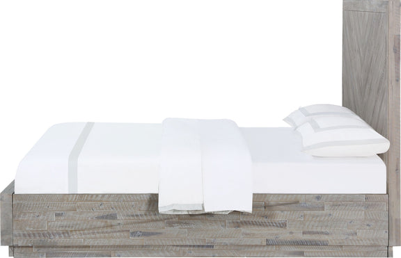 Alexandra Queen-Size Solid Wood Storage Bed in Rustic Latte