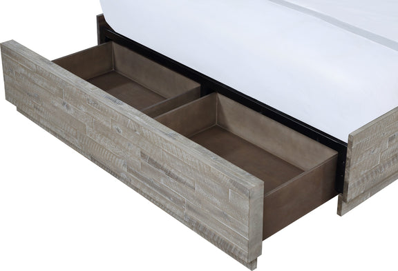 Alexandra Queen-Size Solid Wood Storage Bed in Rustic Latte