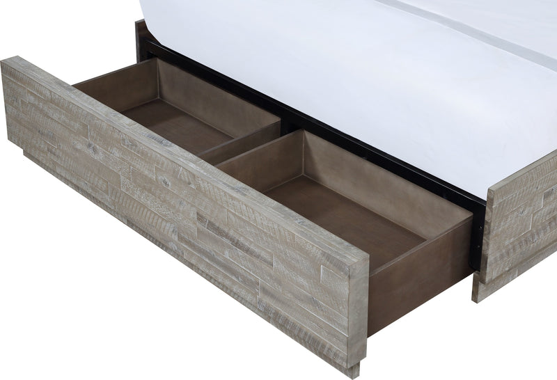 Alexandra Queen-Size Solid Wood Storage Bed in Rustic Latte