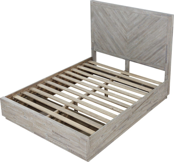 Alexandra Queen-Size Solid Wood Storage Bed in Rustic Latte