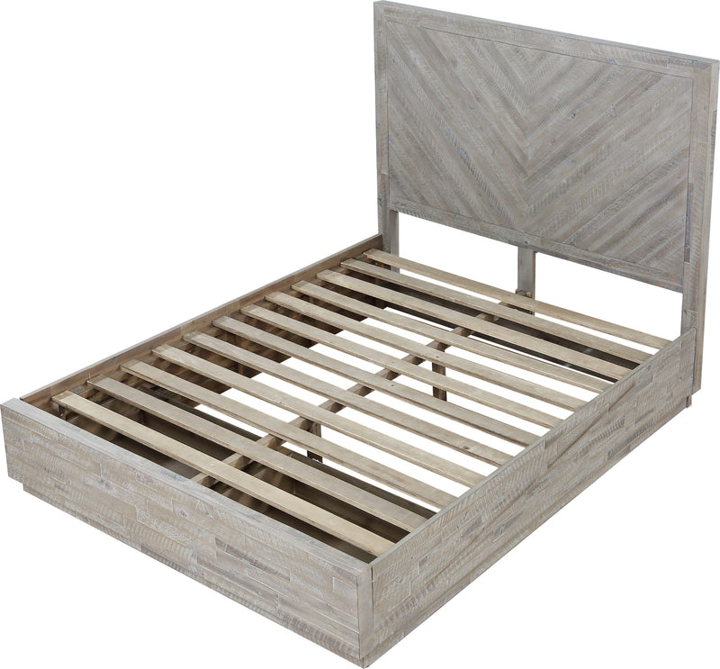 Alexandra Queen-Size Solid Wood Storage Bed in Rustic Latte