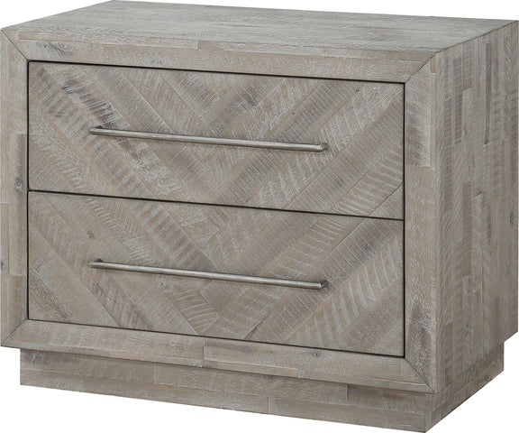 Alexandra Solid Wood Two Drawer Nightstand in Rustic Latte