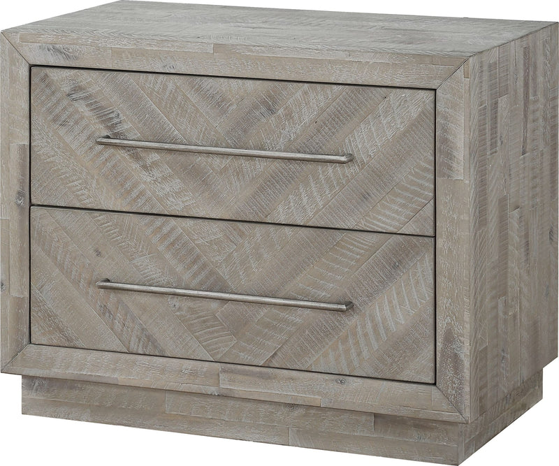 Alexandra Solid Wood Two Drawer Nightstand in Rustic Latte