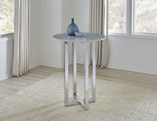 Amalfi 32 inch Round Carrara Marble Top Bar Table
