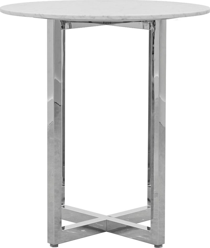 Amalfi 32 inch Round Carrara Marble Top Bar Table
