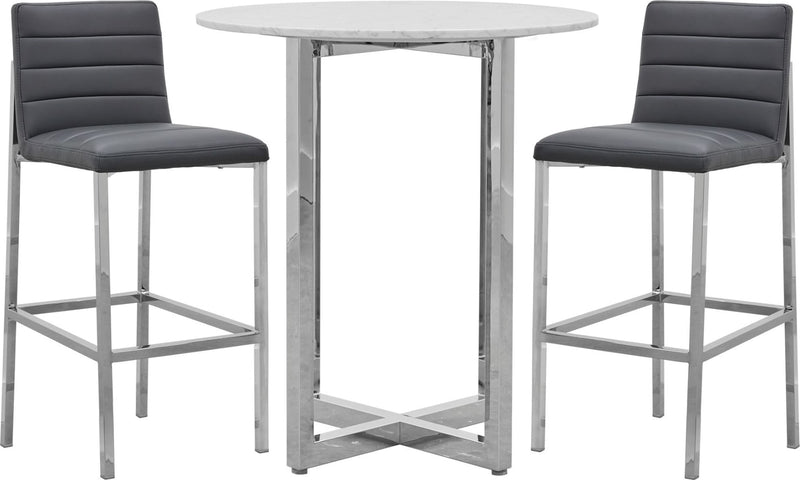 Amalfi Metal Back Bar Stool in Cobalt Leather