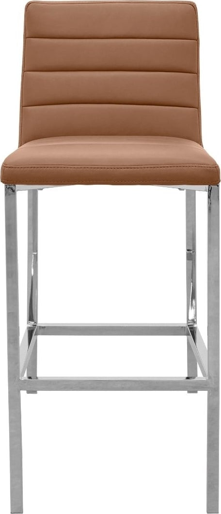 Amalfi Metal Back Bar Stool in Cognac Leather