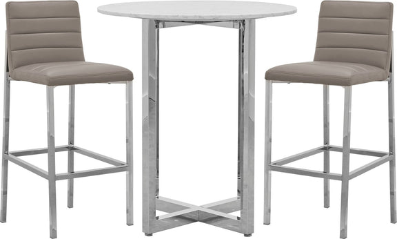 Amalfi Metal Back Bar Stool in Taupe Leather