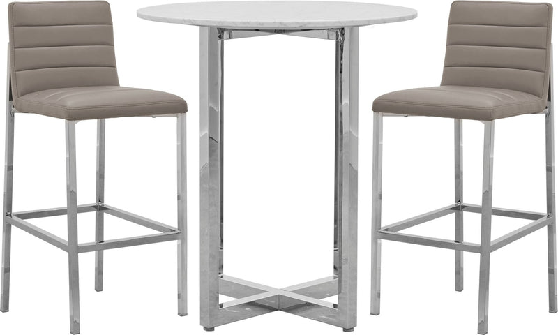 Amalfi Metal Back Bar Stool in Taupe Leather