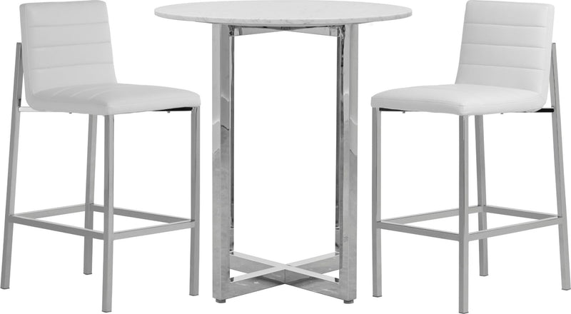 Amalfi Metal Back Bar Stool in White Leather