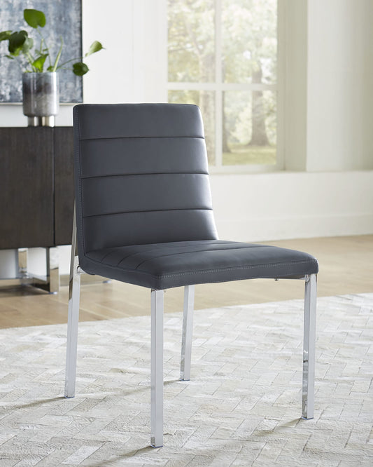 Amalfi Metal Back Chair in Cobalt Leather