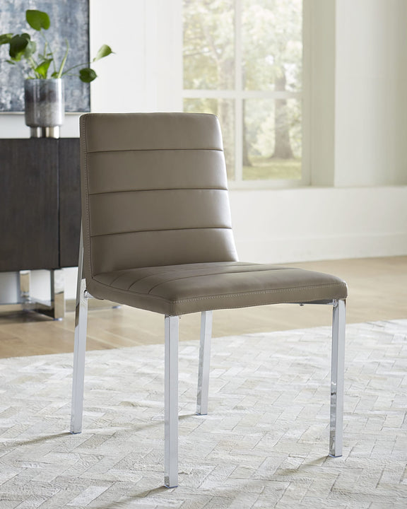 Amalfi Metal Back Chair in Taupe Leather