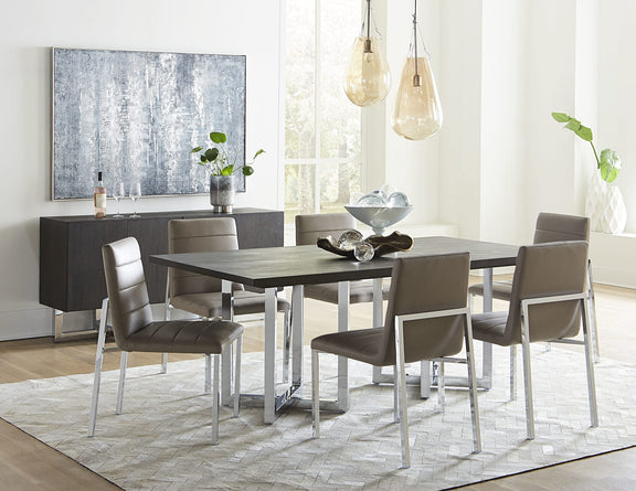 Amalfi Metal Back Chair in Taupe Leather