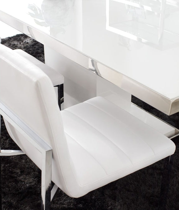 Amalfi Metal Back Chair in White Leather